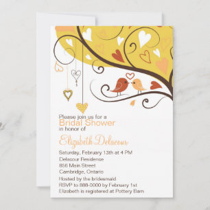 Cute Tortelduifjes Autumn Bridal Shower Invitation Kaart