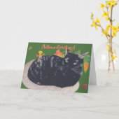 Cute Tortie Chat Dames d'automne Cartes de voeux (Fleur jaune)