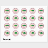 Cute tortue rose merci baby shower autocollant (Feuille)