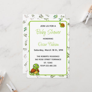 Cute Tortues minces baby shower invitation