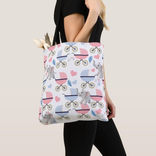 Cute Tote Bag Baby Stroller Elephant Pink & Blue (Dichtbij)