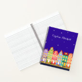 Cute Town Black Cat Cartoon Houses Spiral Notitieb Notitieboek (Binnen)