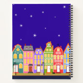Cute Town Black Cat Cartoon Maisons Carnet Spiral (Dos)