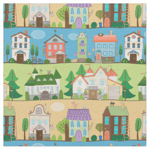 Cute Town Streets Stof