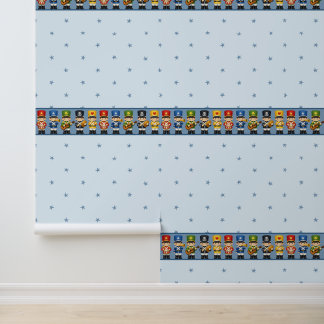 Cute Toy Soldier Nursery Border on Soft Blue Behang