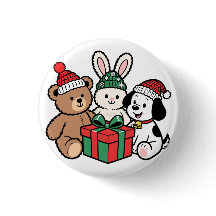 Cute toys with gift christmas button