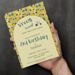 Cute Tractor fermiers 2e anniversaire Invitation