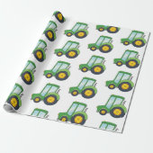 Cute Tractor Pattern Cadeaupapier (Uitgerold)
