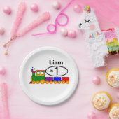 Cute Train Boy's 1st Birthday Papieren Bordje (Feest)