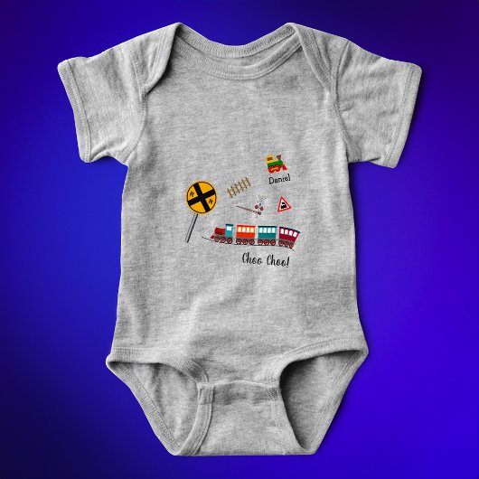 Cute Train Little Boy Voornaam Choo Choo Romper