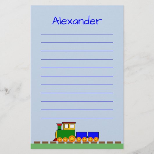 Cute Train with Boy's Name Briefpapier (Voorkant)
