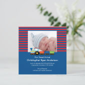 Cute Trains Baby Boy Photo Faire-part (Debout devant)