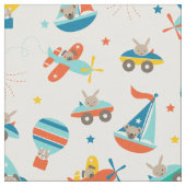 Cute Transportation Baby Nursery Fabric Stof (Close Up)