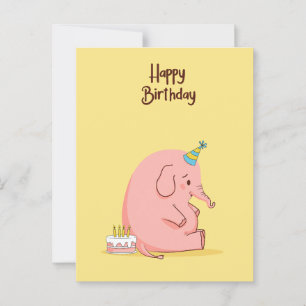 Cute Traurige Olifant Verjaardagskaart – Whimsical Briefkaart