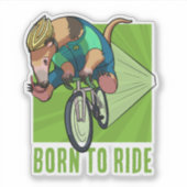 Cute Tree Anteater Born To Ride Cycling Cartoon Sticker (Voorkant)
