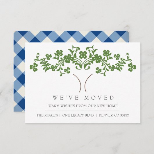 Cute Tree New Home Moving Announge Informatiekaartje (Voorkant / Achterkant)