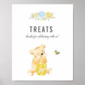 Cute Trees Table Boy Teddy Bear Baby shower Poster (Voorkant)
