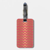 Cute trendy chevron zigzag faux gold glitter bagagelabel (Achterkant verticaal)