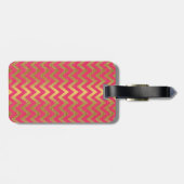 Cute trendy chevron zigzag faux gold glitter bagagelabel (Achterkant horizontaal)