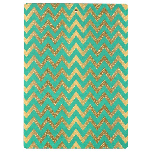 Cute trendy chevron zigzag faux gold glitter klembord (Achterkant)