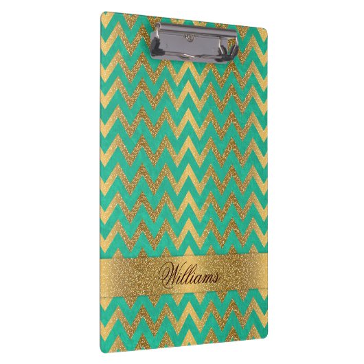 Cute trendy chevron zigzag faux gold glitter klembord (Rechts)