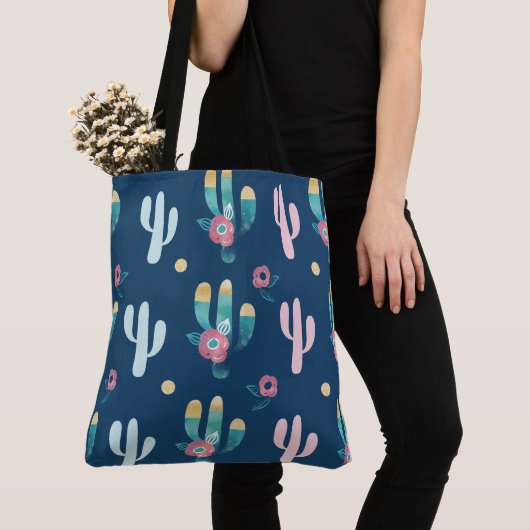 Cute, Trendy, Chic & Stylish Floral Cactus Pattern Draagtas (Dichtbij)