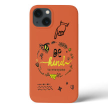 Cute Trendy Doodles Black Gold Bee Oranje
