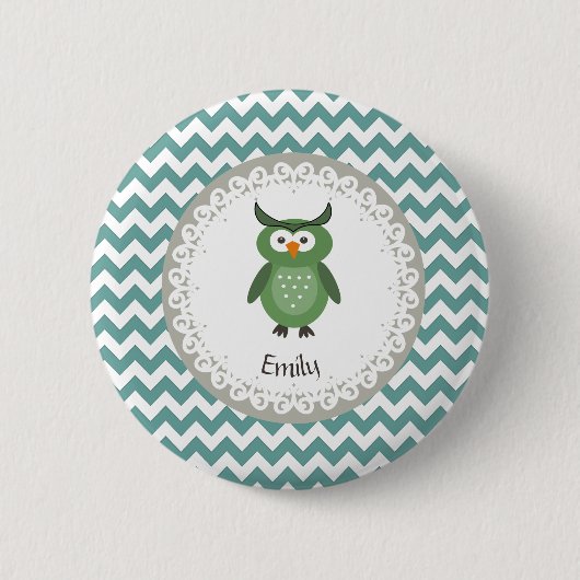 Cute Trendy fancy girly owl gepersonaliseerd Ronde Button 5,7 Cm (Voorkant)