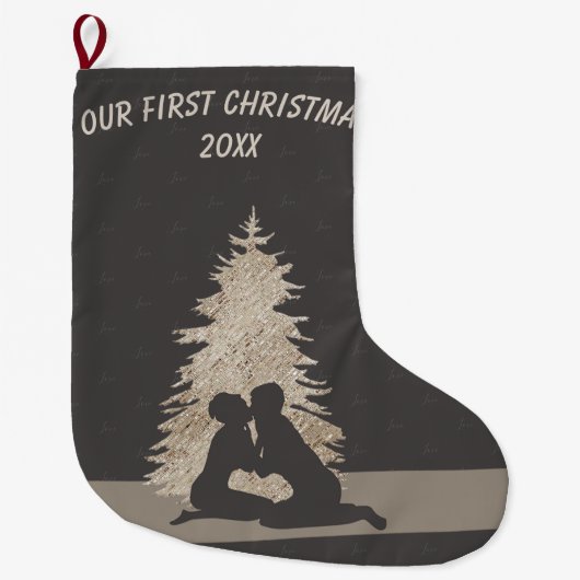 Cute Trendy First Kerstmis Samen Grote Kerstsok (Voorkant)