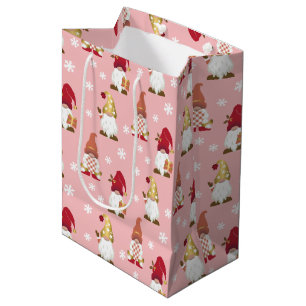 Cute Trendy Gnomes Winter Gold Pink Red Medium Cadeauzakje