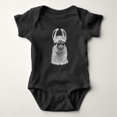 Cute Trendy Grey and White Pattern Llama Baby Romper (Voorkant)