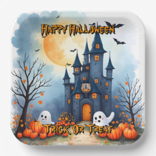 Cute Trendy Halloween Griezelen Collectie Papieren Bordje