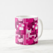 Cute Trendy Hot Pink Digital Camo Pattern Monogram Koffiemok (Voorkant rechts)