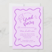 Cute Trendy Pink Wavy Border Graduation Invitation (Devant)
