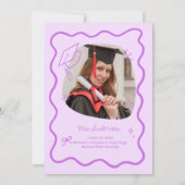Cute Trendy Pink Wavy Border Graduation Invitation (Dos)