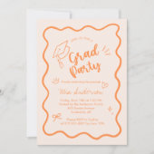 Cute Trendy Pink Wavy Border Graduation Invitation (Devant)