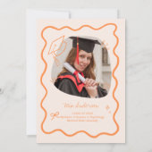 Cute Trendy Pink Wavy Border Graduation Invitation (Dos)