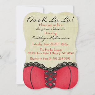 Cute Trendy Red & Black Corset Lingerie Invitation Kaart