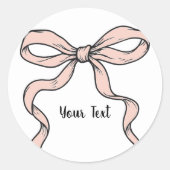 Cute trendy roze lintbogen omlijnd in zwart  ronde sticker (Voorkant)