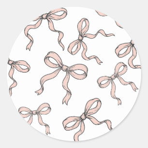 Cute trendy roze lintbogen omlijnd in zwart  ronde sticker