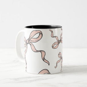 Cute trendy roze lintbogen omlijnd in zwart tweekleurige koffiemok