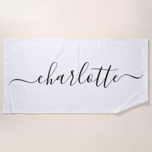 Cute Trendy Script Naam Persoonlijke White Strandlaken