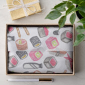 Cute Trendy Waterverf Sushi Sake en Chopsticks Tissuepapier (Geschenk)