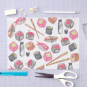 Cute Trendy Waterverf Sushi Sake en Chopsticks Tissuepapier (Craft)