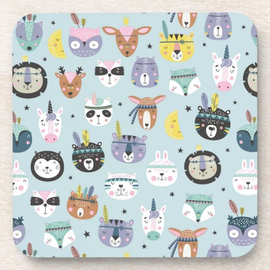 Cute Tribal Face Pattern Bier Onderzetter (Voorkant)