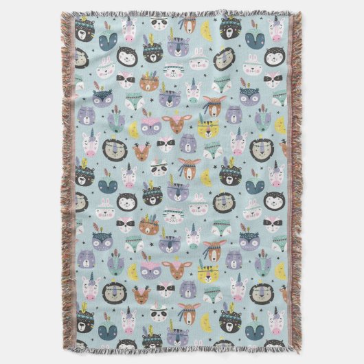 Cute Tribal Face Pattern Deken (Voorkant Verticaal)