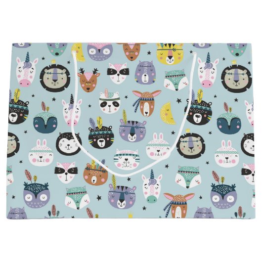 Cute Tribal Face Pattern Groot Cadeauzakje (Voorkant)