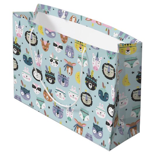 Cute Tribal Face Pattern Groot Cadeauzakje (Achterkant Gekanteld)