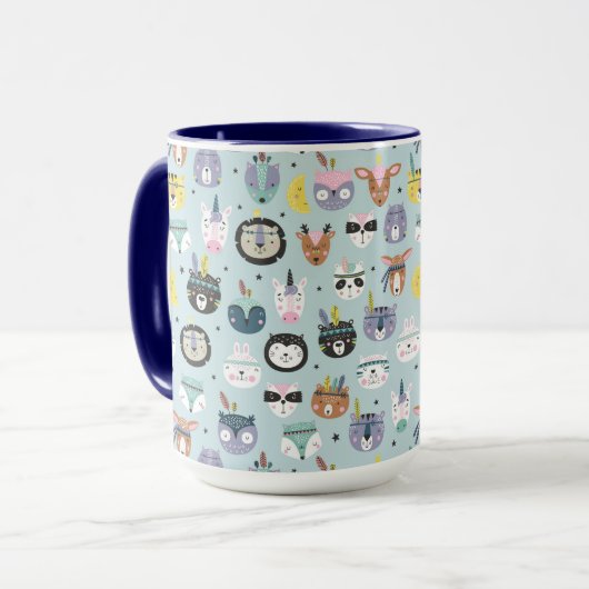 Cute Tribal Face Pattern Mok (Voorkant links)