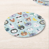 Cute Tribal Face Pattern Ronde Kartonnen Onderzetter (Gebogen)